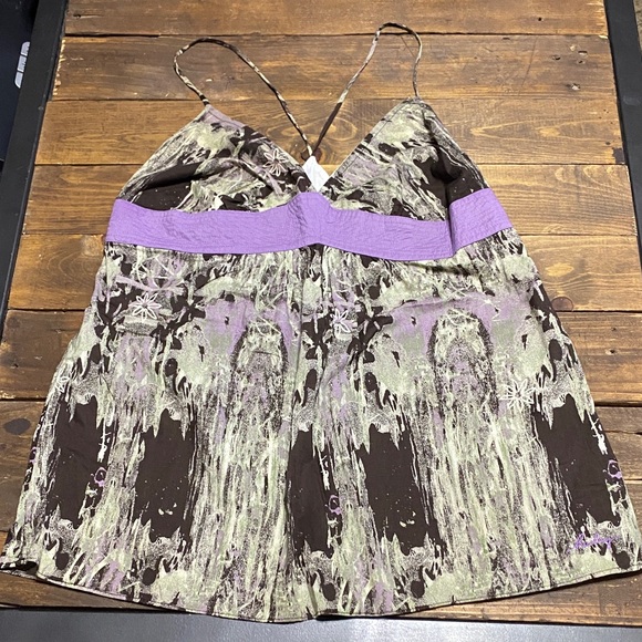 Hurley Tops - Hurley Strappy Top with Purple and Brown Accents - Juniors Size Large